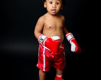 Adorable Personalized Baby Boxing Gloves and Shorts Set