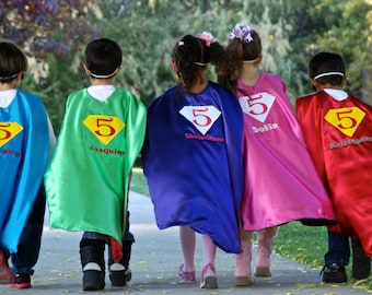 Birthday Super hero cape personalized  and mask set