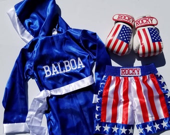 Personalized Kids Boxing Set: Robe, Shorts, and Wearable Gloves!