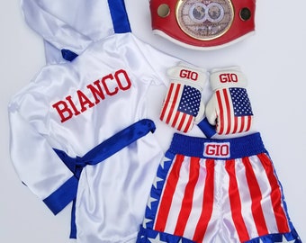 Personalized Baby Boxing Set: Robe, Shorts, and Wearable Gloves