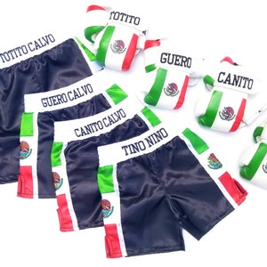 Custom Mexico Kids Boxing Set: Personalized Gloves and Shorts