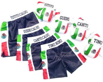 Custom Mexico Kids Boxing Set: Personalized Gloves and Shorts