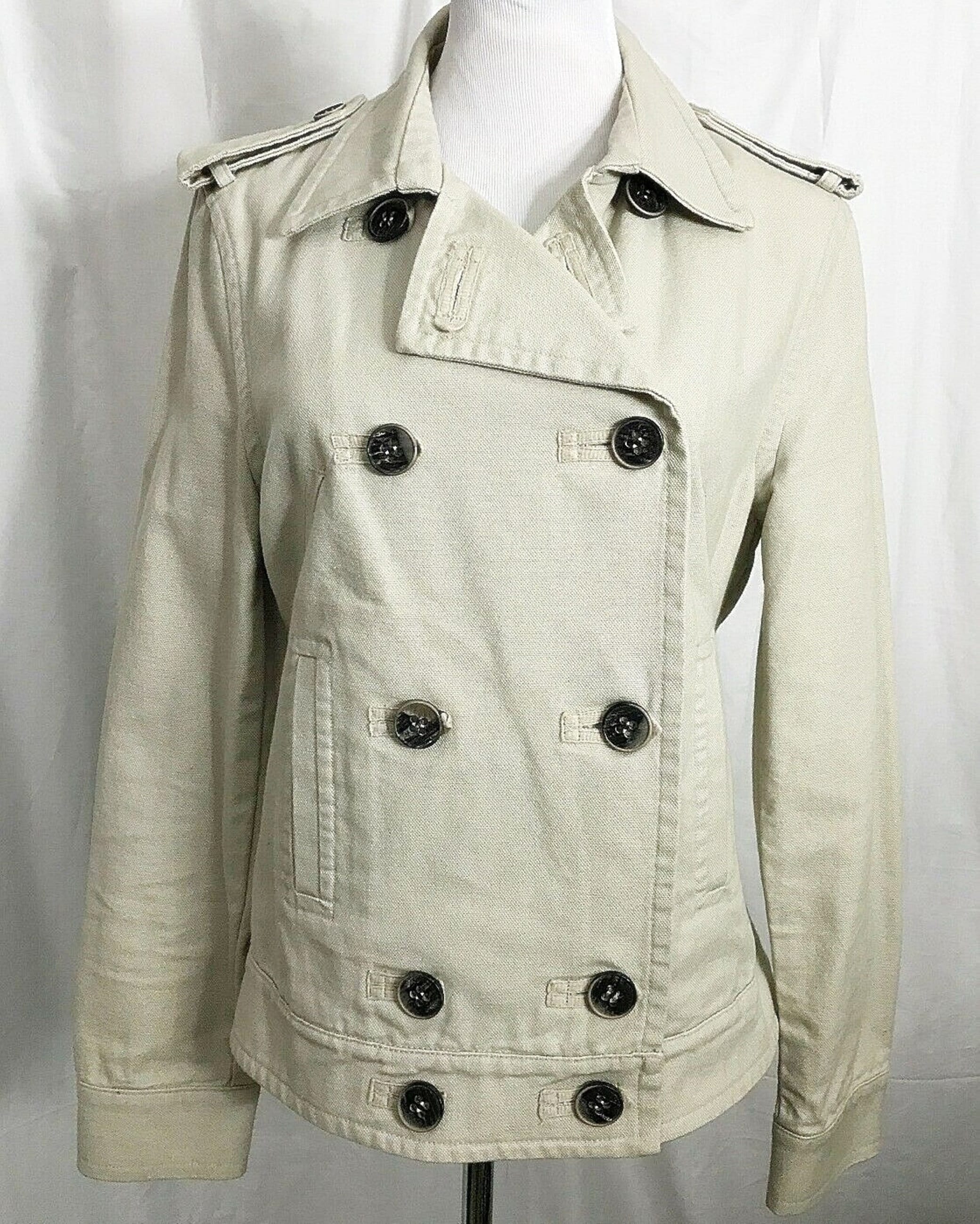 Patrick Gerard Jacket Pea Coat Nautical Tan Khaki Medium Size 8 10