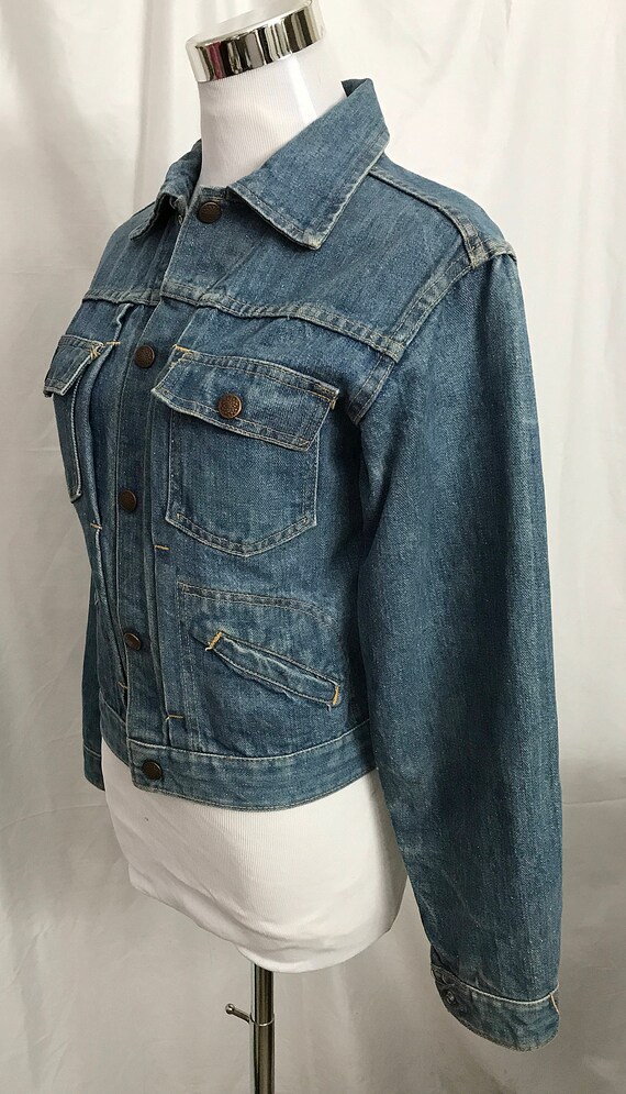 Vintage Denim Jeans Jacket 60s Retro Unisex size … - image 6