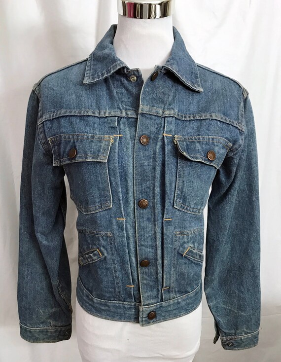 Vintage Denim Jeans Jacket 60s Retro Unisex size … - image 1