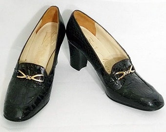 Vallez Para Nevada Marbella Loafers Chunky Heels Black Leather Shoes
