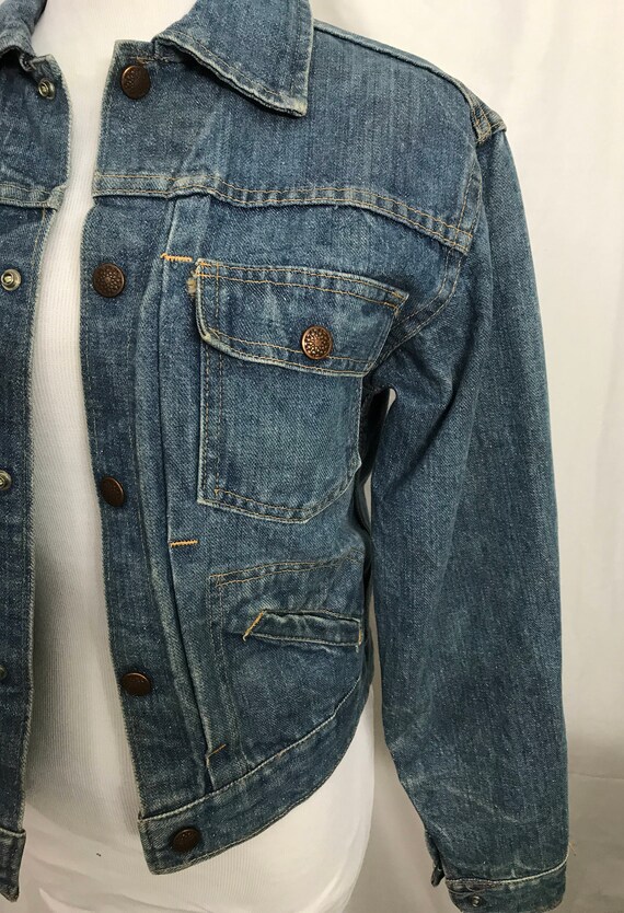 Vintage Denim Jeans Jacket 60s Retro Unisex size … - image 5