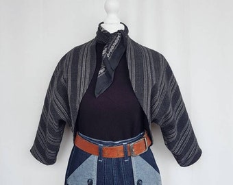 1940's 1950's Style, Bolero Jacket, Mexican Stripes Wool, Size S