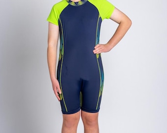 Back Zip Badeanzug - Neon Pfeile