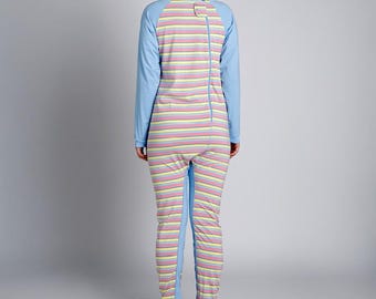Pink Stripe Back Zip Long Sleeve/Long Leg Jumpsuit