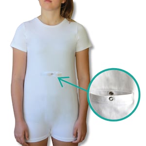 White Short Sleeve Tummy Wonsie - great for Tube Feeding