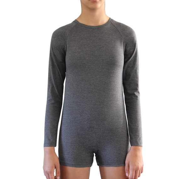 Grey Long Sleeve Bodysuit Kids and Adults 