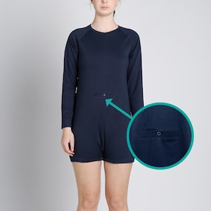 Navy Long Sleeve Tummy Wonsie - great for Tube Feeding