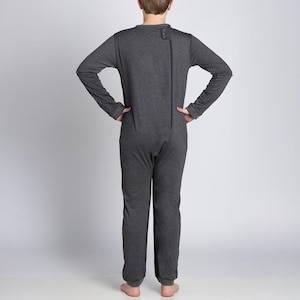 Grey Back Zip Long Sleeve/Long Leg Jumpsuit