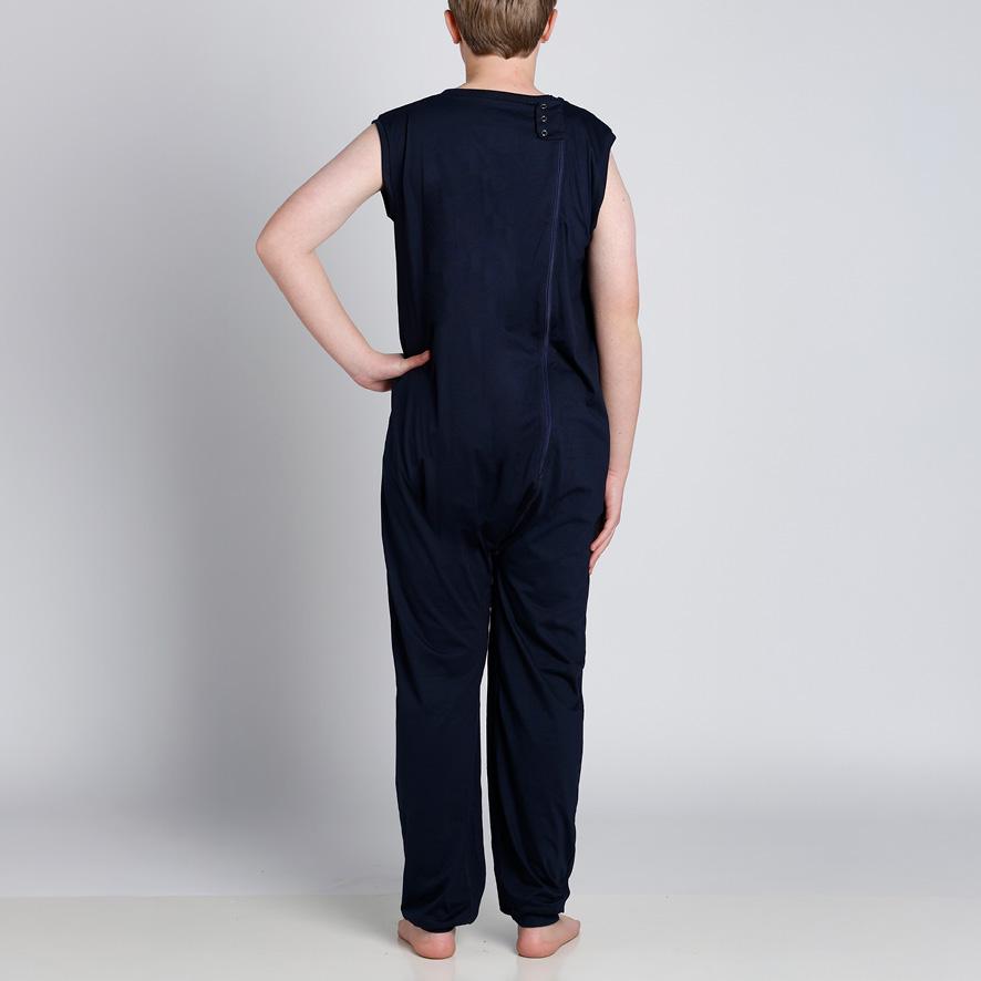 Navy Back Zip Sleeveless/Long Leg Jumpsuit
