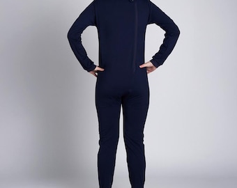 Navy Back Zip Long Sleeve/Long Leg Jumpsuit