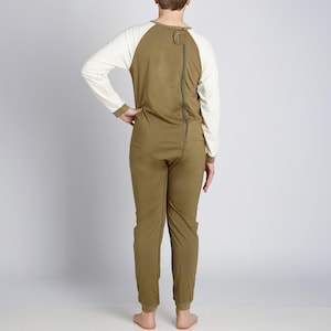Olive Back Zip Long Sleeve/Long Leg Jumpsuit