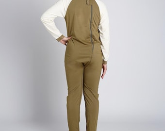 Olive Back Zip Long Sleeve/Long Leg Jumpsuit