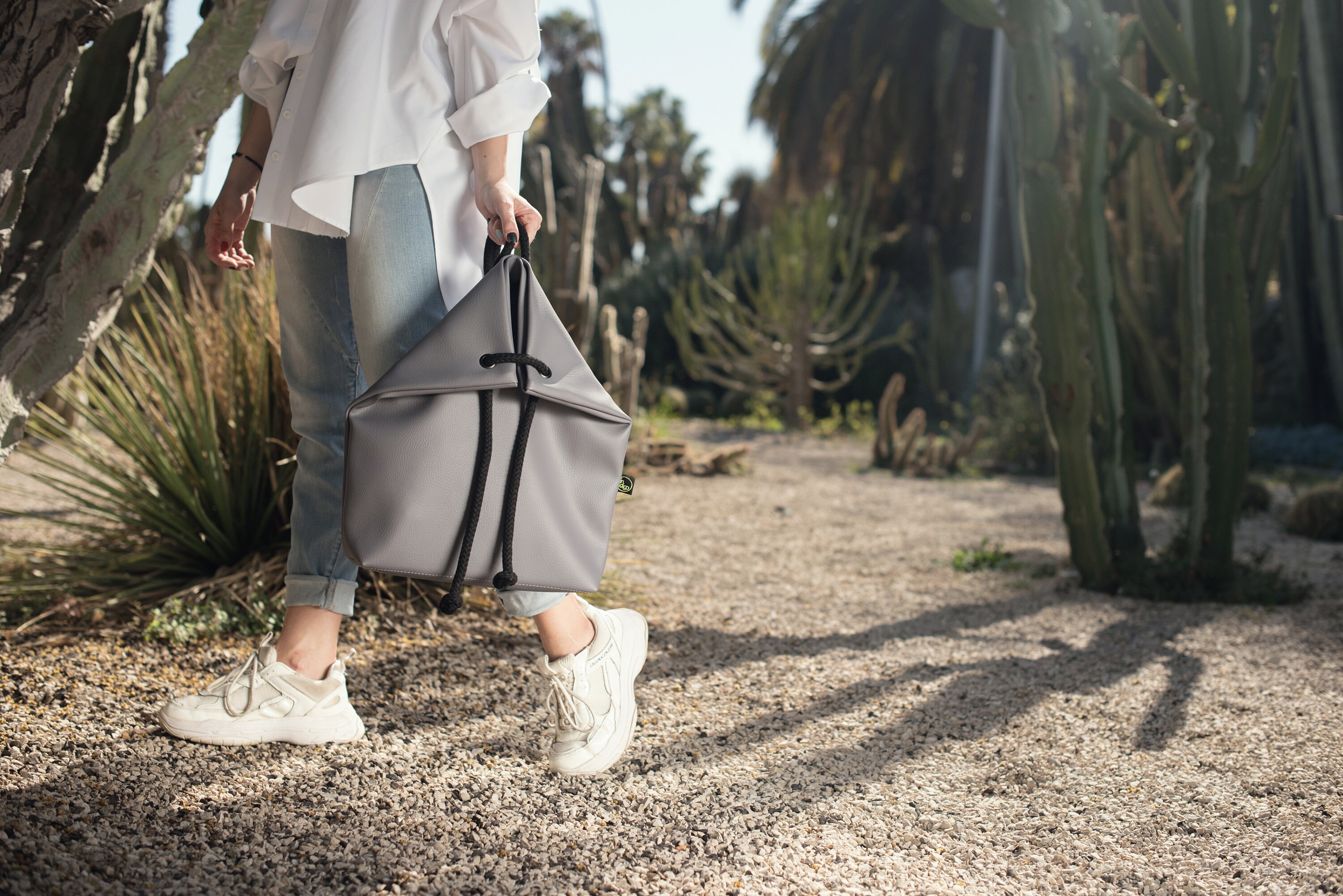GREY Convertible Backpack, City Rucksack Transforming to 