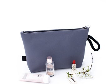 Two in one bag, stylish matt grey clutch purse & cosmetic bag, convertible clutch bag for evening event, minimalist pochette for ladies