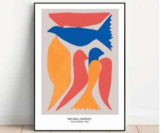 Above and Below Poster, 50x70 cm, Wall Art, Nordic Style, Minimalism wall art, Birds Poster, Bird Poster, Graphic Art, Colorful Minimalism,