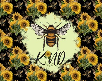 Bee Kind SUNFLOWER 20oz Tumbler Sublimation PNG file