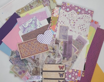 Purple Themed Junk Journal Mystery Pack Ephemera and Paper Kit