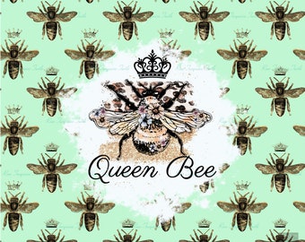 Mint Queen Bee  20oz Tumbler Sublimation PNG file