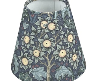 William Morris Candle Clip Lampshade with Orchid Bluebell Fabric, Chandelier Lampshades, Clip On Lampshade
