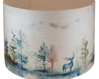 Pantalla de lámpara artesanal Wilderness, pantalla de ciervo, pantalla de mesa, pantalla de techo, pantalla de estilo rústico, pantalla de lámpara artesanal, pantalla verde