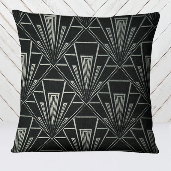 Extra Large Art Deco Cushion Pillow Cover Black Cushion Black Pillow Velvet Cushion Single or Double Sided Cushion 23 Inch Square Etsy