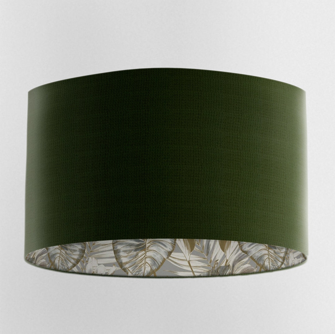 Forest Green Velvet Lampshade With Gold & Grey Wild Lilly Lining ...