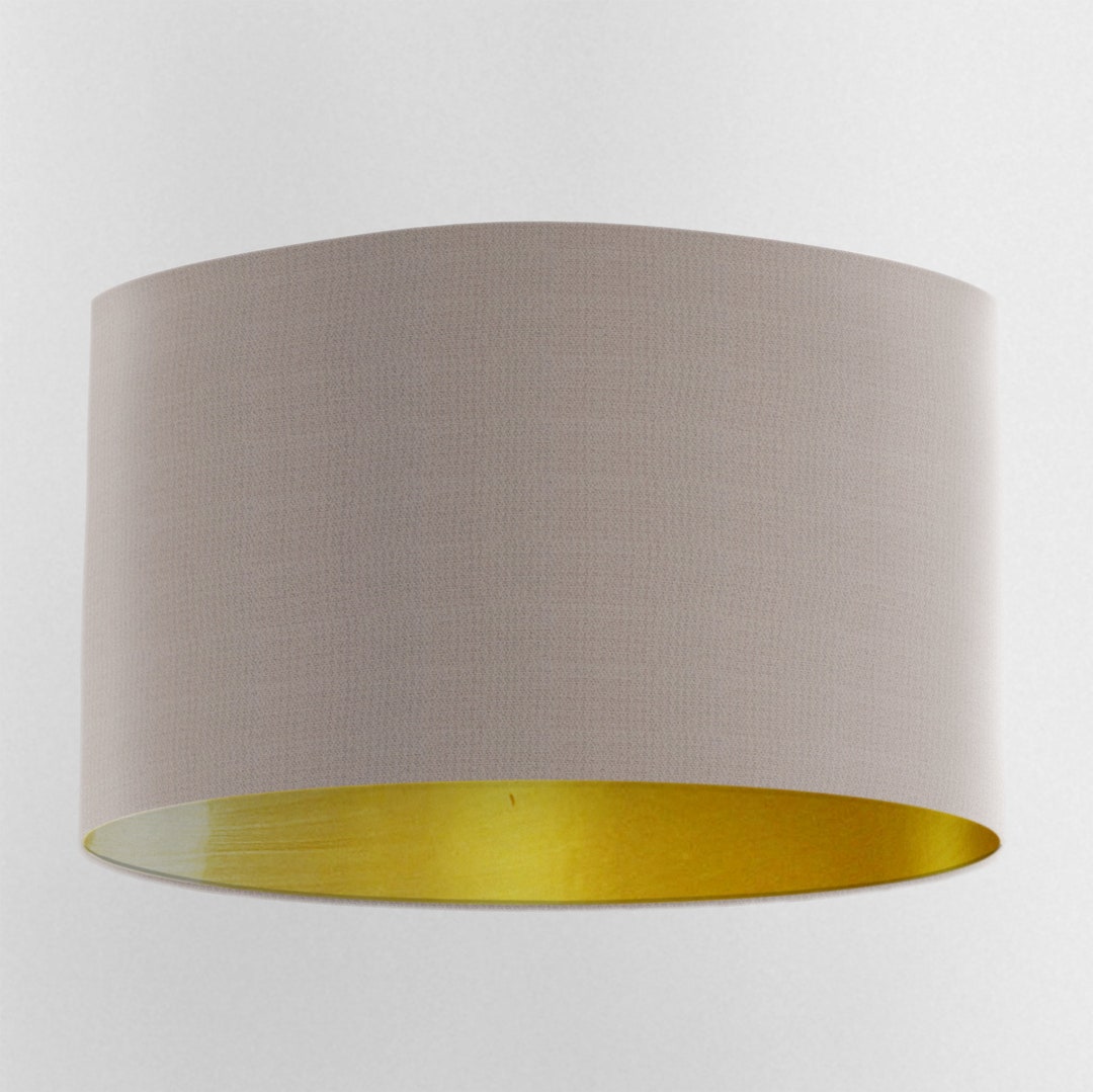 Modern Drum Lampshade With Brushed Gold Lining - For Ceiling, Table, Or Floor Lamps 3 thumbnail image