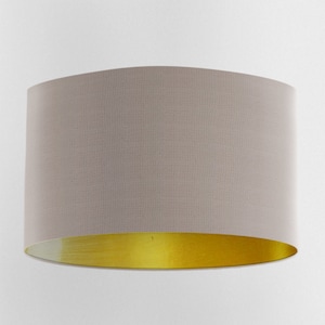 Dove Grey Velvet Lampshade with Brushed Gold Lining, Handmade Lampshades, Table Lampshades, Handmade Lamp Shade