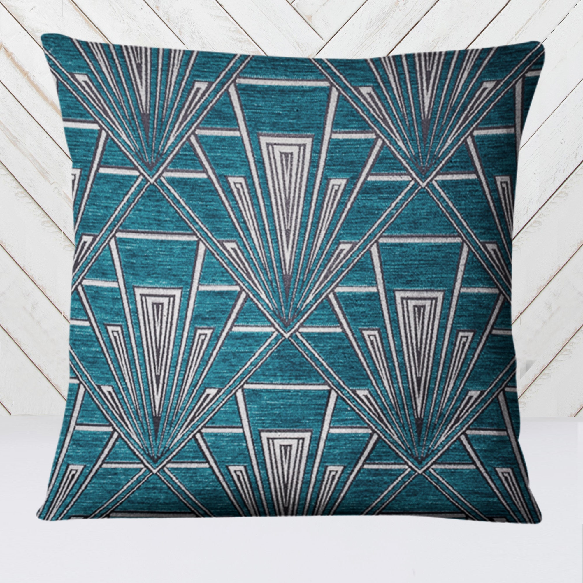 Art Deco Teal And Grey Cushions Extra Large Art Deco Cushion