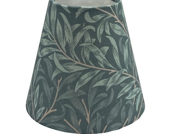 William Morris Candle Clip Lampshade with Willow Bough Dark Green, Handmade Lampshade, Clip On Lampshade, Leaf Lampshade
