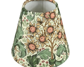 Pantalla de lámpara con clip para velas William Morris con tela color crema ranúnculo orquídea, pantallas de lámpara de araña, pantalla con clip