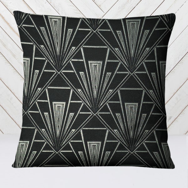 Art Deco Cushion, Pillow Cover, Black Cushion, Black Pillow, Velvet Cushion,  Single or Double Sided Cushion, 17 inch square