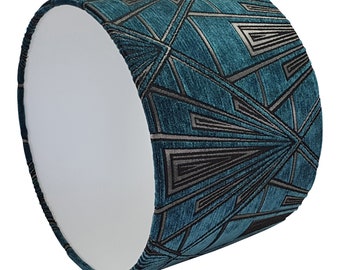 Art Deco Lampshade in Teal, Handmade Lampshades, Table Lampshades, Ceiling Lamp shades, Handmade Lamp Shade