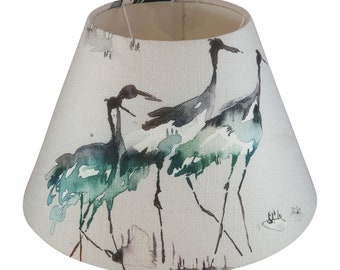 Voyage Bird Lampshade, Handmade Lampshades, Table Lampshades, Coolie Lamp shades, Grey Lampshade,  Coolie Lampshades, Handmade Lamp Shade