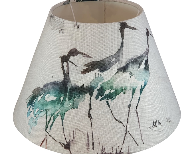 Voyage Bird Lampshade, Handmade Lampshades, Table Lampshades, Coolie Lamp Shades, Grey Lampshade