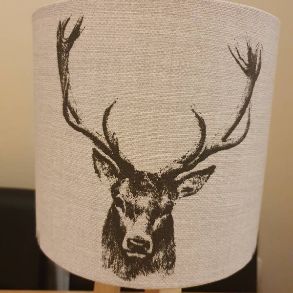 gorgeous hand made stag head fabric drum lampshade fabric design lampshade