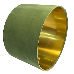 Olive Green Velvet Lampshade with Brushed Gold Lining, Handmade Lampshades, Table Lampshades, Handmade Lamp Shade