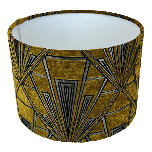 Gatsby Art Deco Handmade Lampshade in Yellow, Handmade Lampshades, Table Lampshades, Ceiling Lamp shades, Yellow Lampshade, Handmade Shade