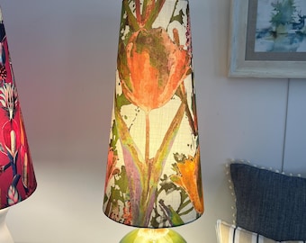 Extra Großer Konischer Handgefertigter Lampenschirm mit Blumenstoff, Geeignet für Tischlampe, Stehlampe