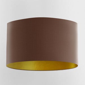 Brown Lampshade with Brushed Gold Lining and 100% cotton fabric, Handmade Lampshades, Table Lampshades, brown Lampshade