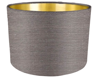 Pewter Fabric Lampshade, Brushed Gold, Handmade Lampshades, Table Lampshades, Ceiling Lamp shades, grey Lampshade, Handmade Lamp Shade