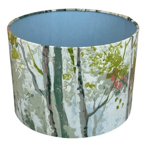 Tree Lampshade with Blue Lining, Lampshades for Table Lamps, Ceiling Lamp Shades, watercolour design