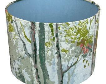 Tree Lampshade with Blue Lining, Lampshades for Table Lamps, Ceiling Lamp Shades, watercolour design