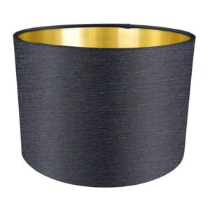 Charcoal Fabric Lampshade, Brushed Gold, Handmade Lampshades, Table Lampshades, Ceiling Lamp shades, Black Lampshade, Handmade Lamp Shade